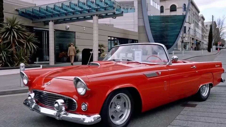 The cherry red 1955 Ford Thunderbird convertible being given away at NW Chiro Expo 2026